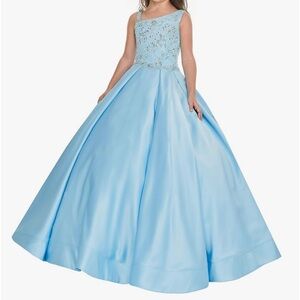 Girls Size 8 Light Blue Fancy Pageant Dress Ball Gown Dress